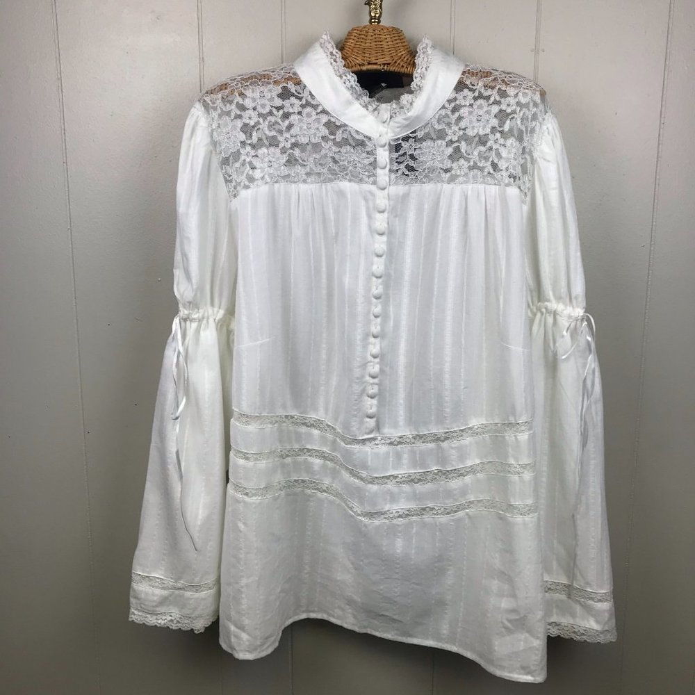Venezia Lane Bryant White Peasant Blouse Sz 22/24